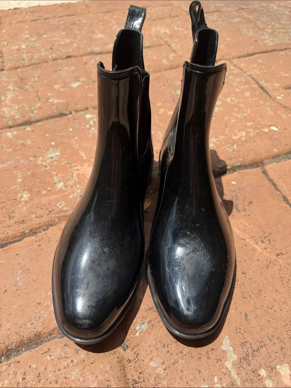 Black Patent Chelsea Ankle Boots - Sleek Waterproof Finish